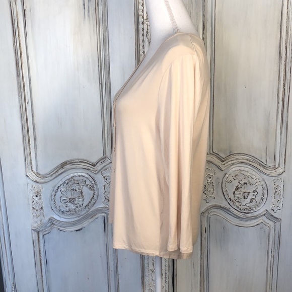 Emerette Deep V Neck Long Sleeve Soft Basic Jersey Knit Top Size Large - Picture 7 of 10